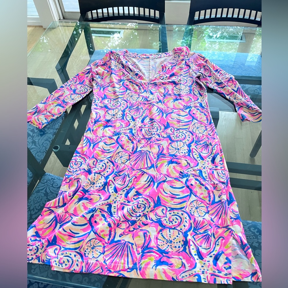 Lilly Pullitzer Neon Print Dress Shells orange pink